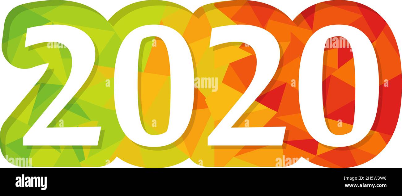 2020 su sfondo di triangoli in piano con ombra Illustrazione Vettoriale