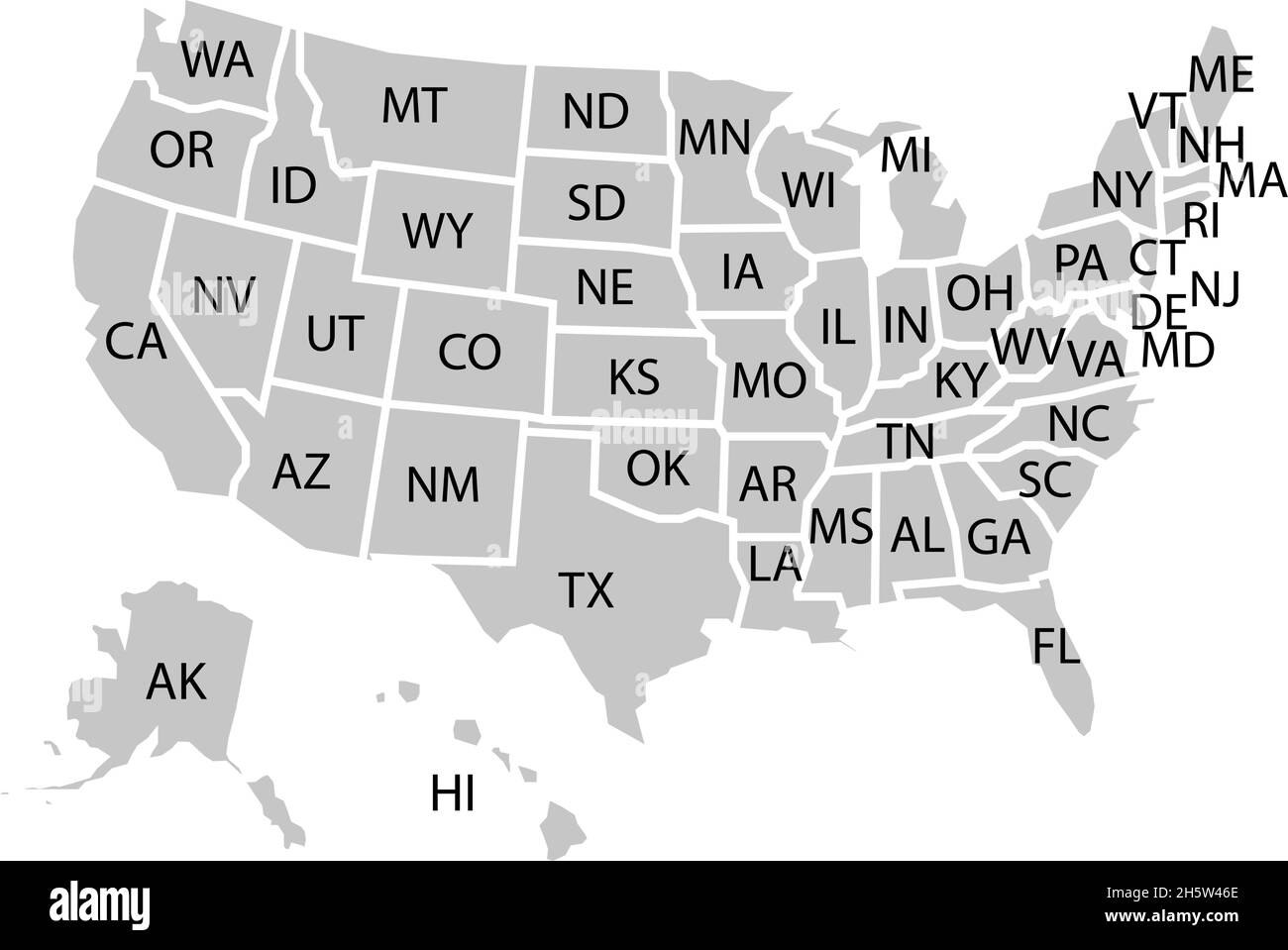 USA stati mappa in stile piatto, illustrazione vettoriale Illustrazione Vettoriale