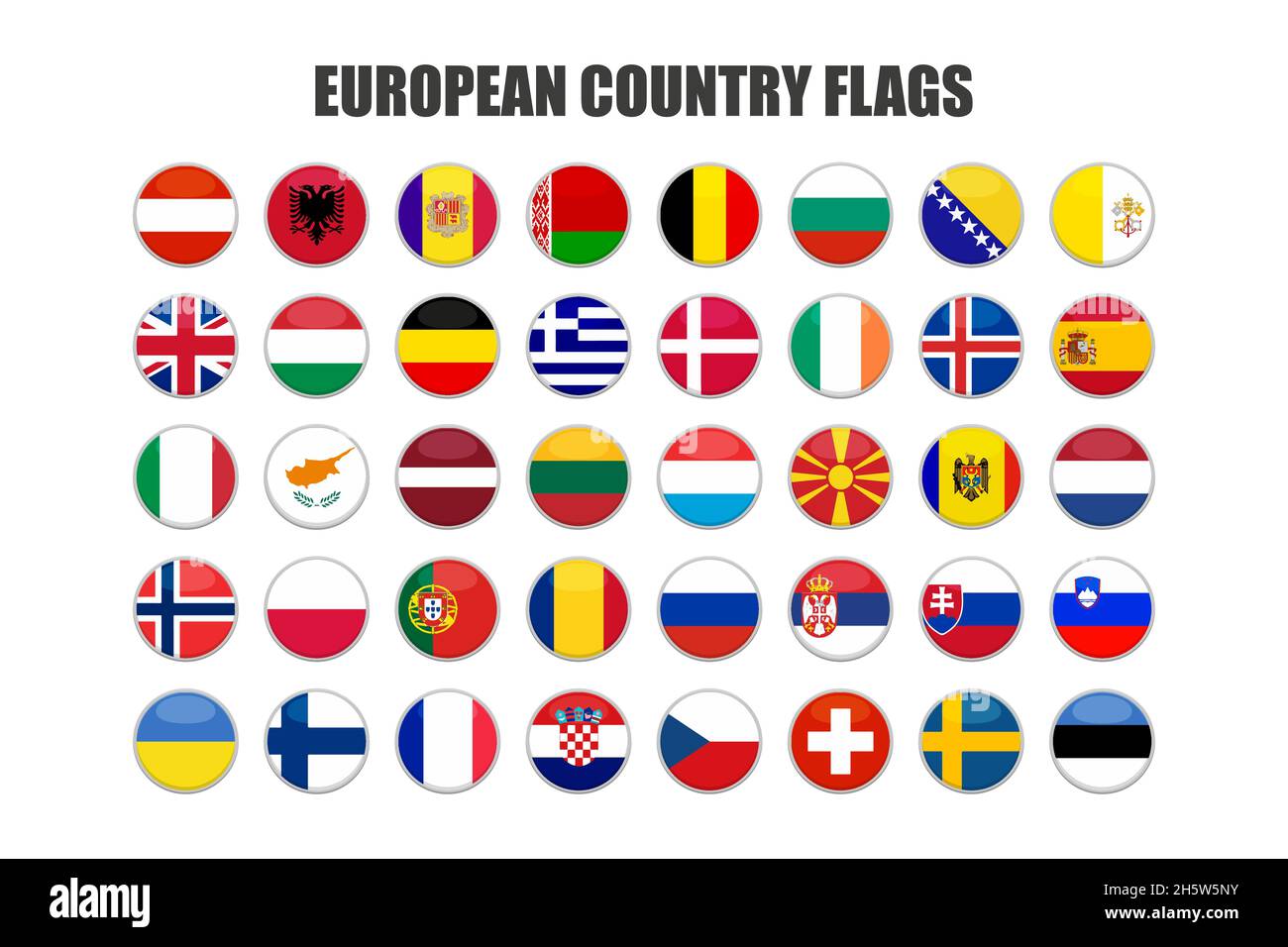 pulsanti web con bandiere europee in flat Illustrazione Vettoriale