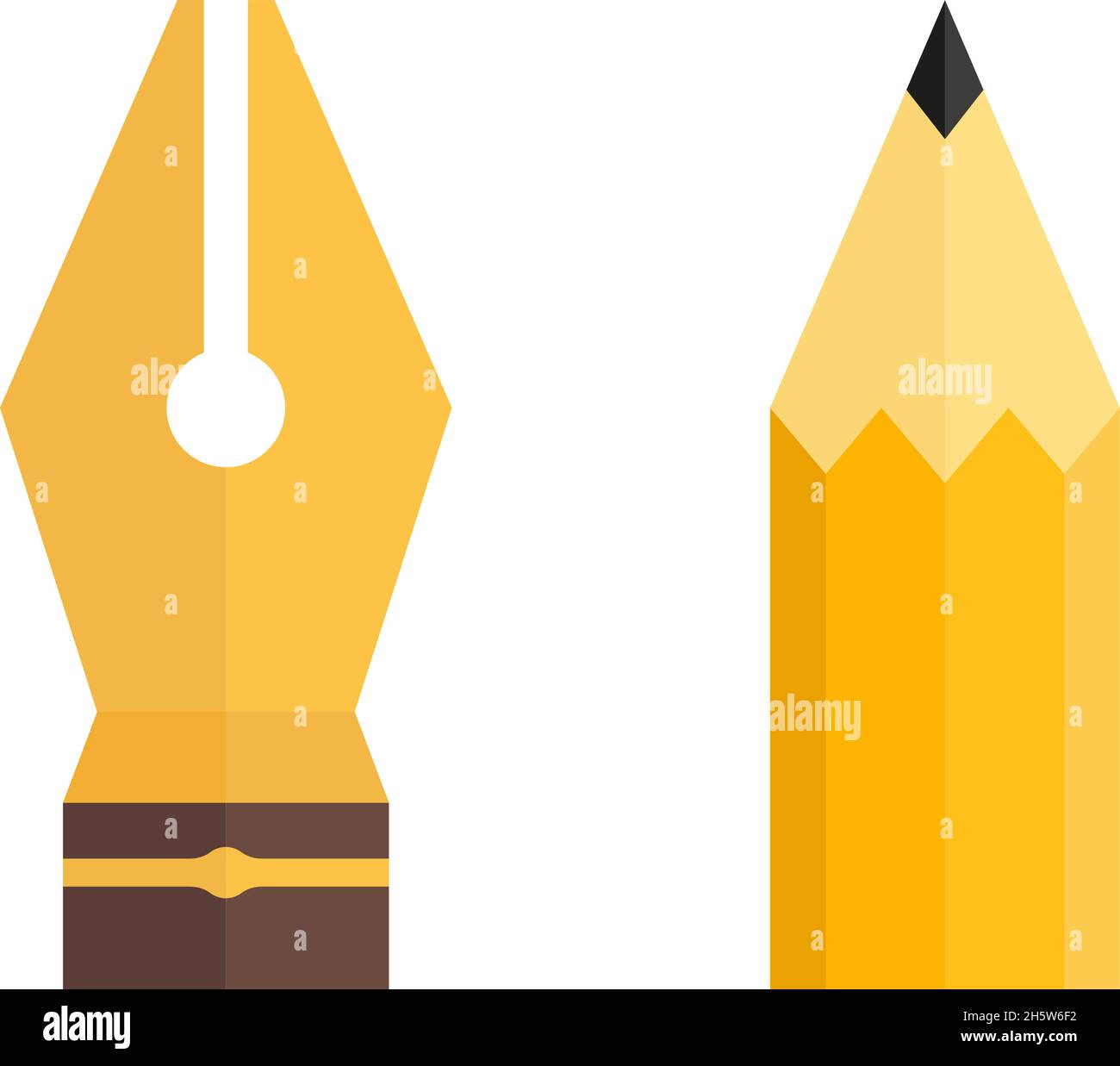icone a colori a penna e a matita in stile piatto Illustrazione Vettoriale