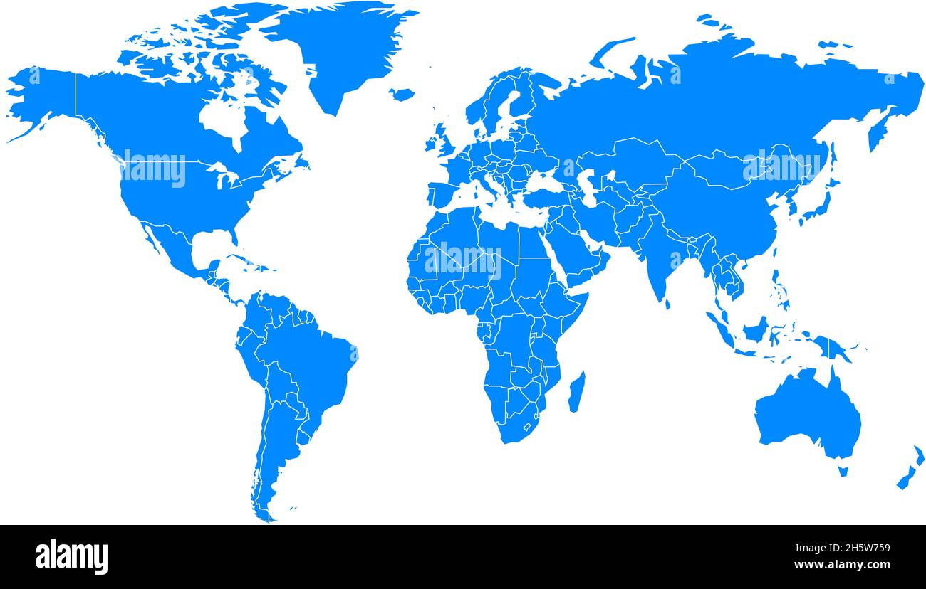 Mappa del mondo dettagliata del paese modello di infografia politica isolato su sfondo bianco, vettore per il sito web Illustrazione Vettoriale