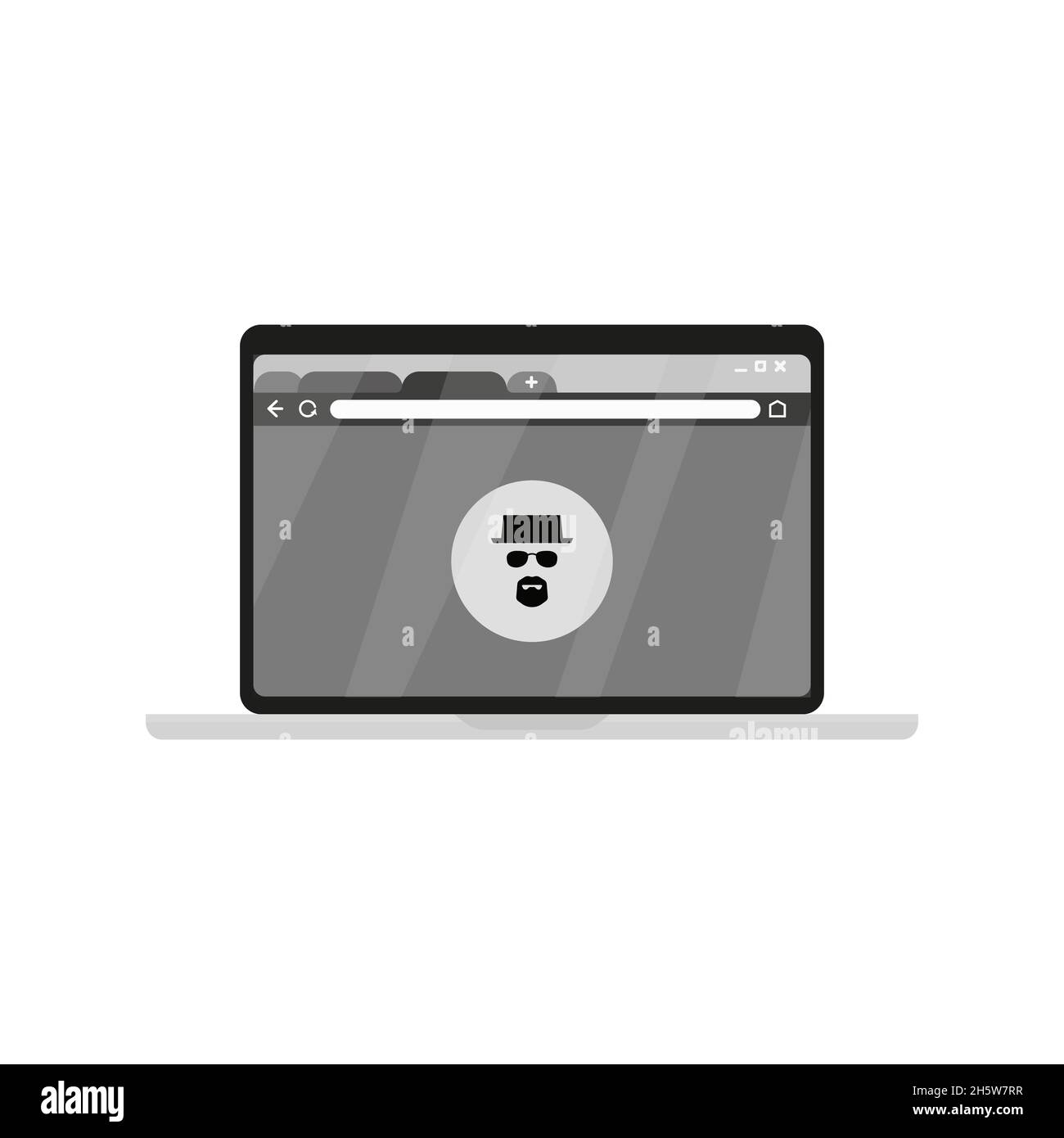 agente spia in incognito che cerca sul portatile, hacker in piatto Illustrazione Vettoriale