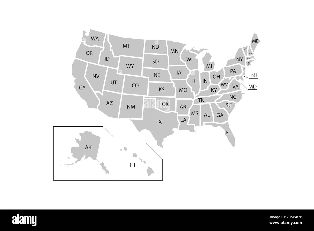 Mappa dello stato. Silhouette USA in stile piatto. Illusrtazione del contorno isolato dal vettore Illustrazione Vettoriale