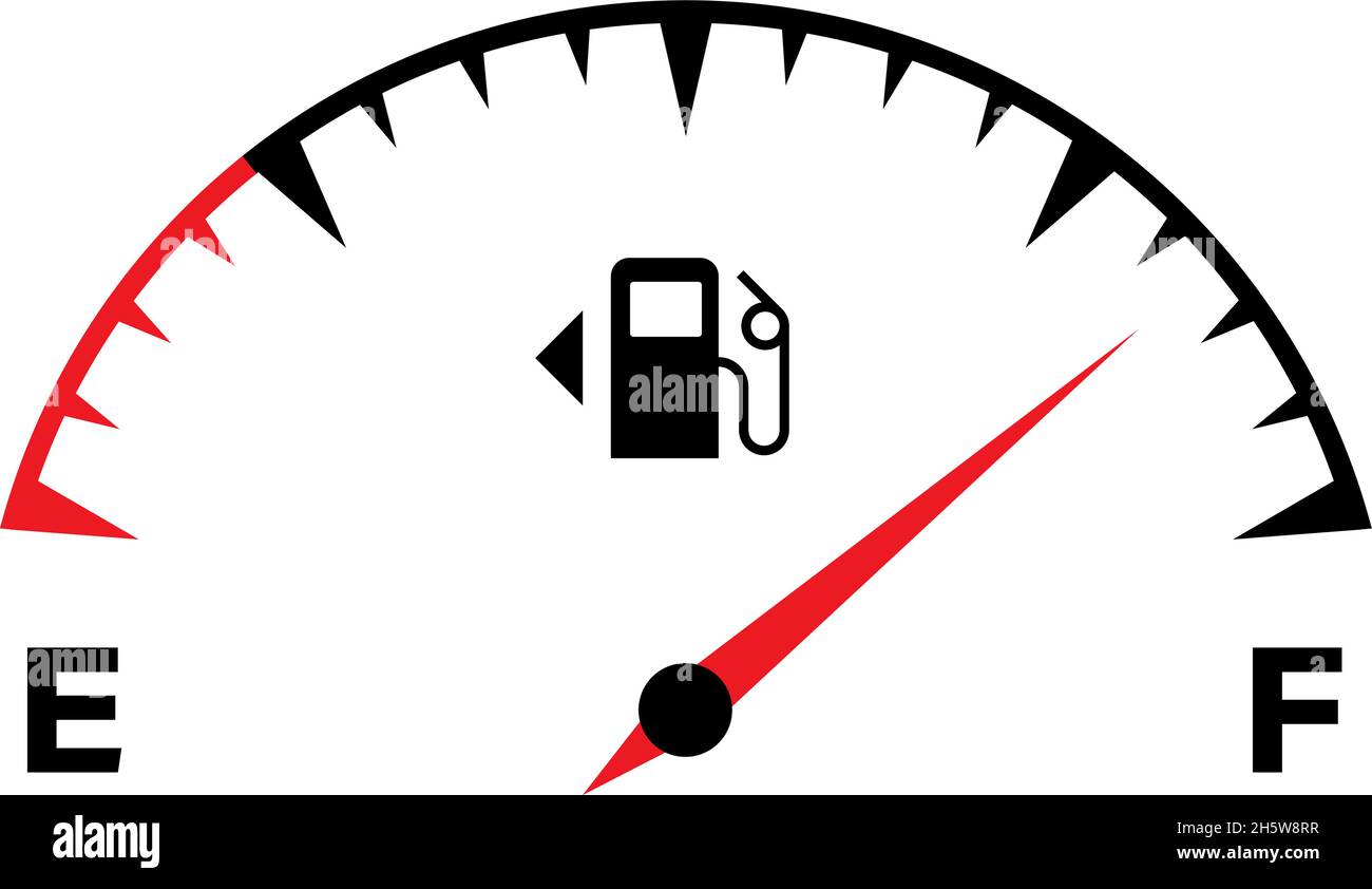 Icona indicatore carburante. Indicatore livello carburante pieno. Serbatoio del gas. Illustrazione piatta con isolamento vettoriale Illustrazione Vettoriale