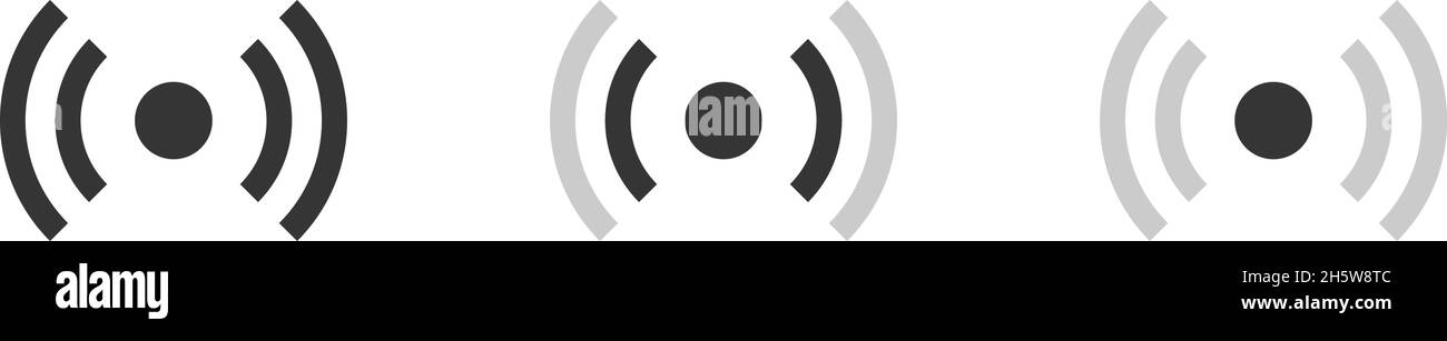 Icone del set di comunicazione dell'antenna wireless. Simbolo dell'icona del segnale WiFi. Vector per app e web design Illustrazione Vettoriale