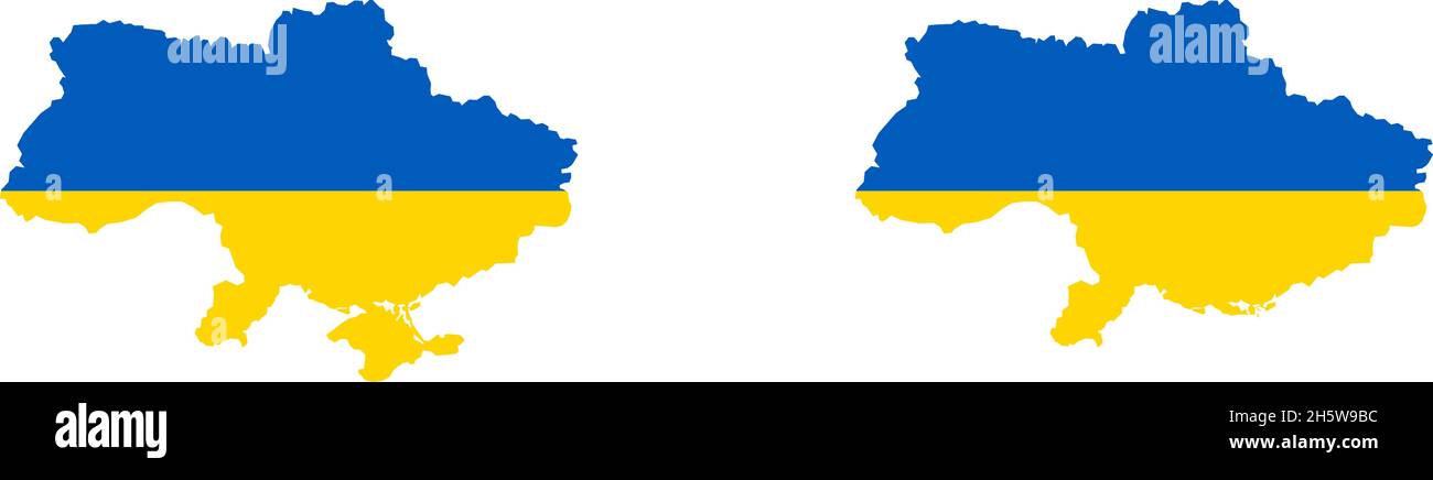 Mappa e bandiera Ucraina. Illustrazione vettoriale politica in stile piatto. Illustrazione Vettoriale