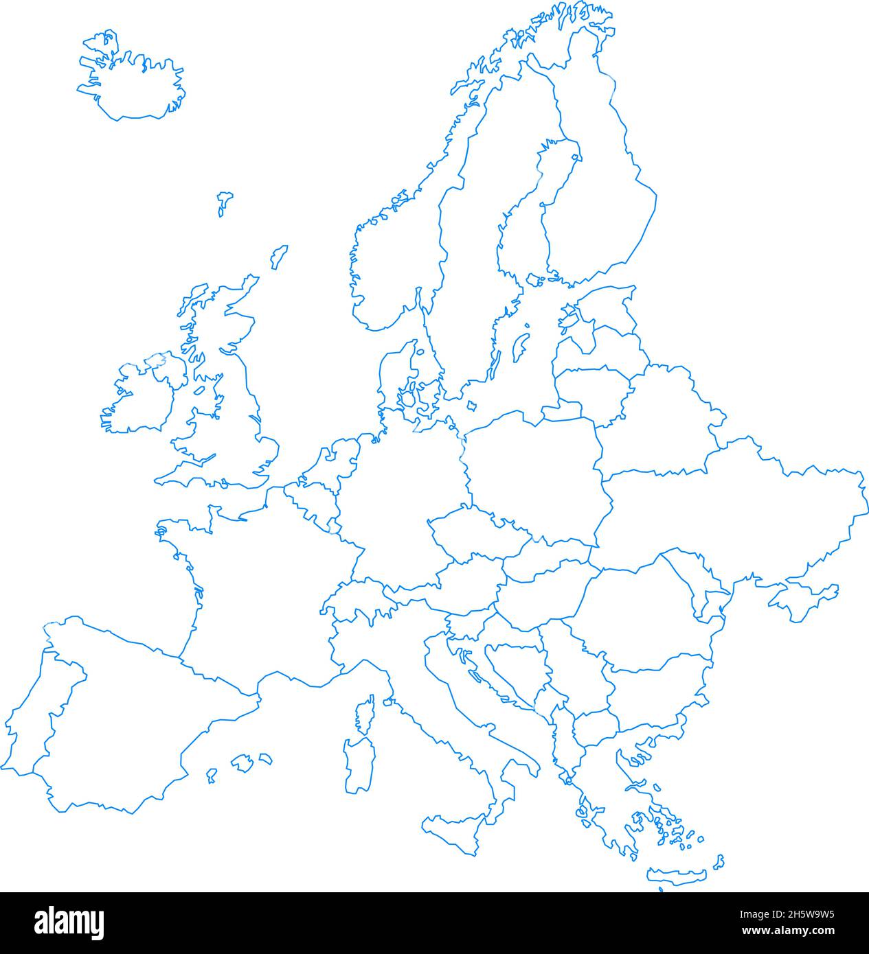Contorno mappa Europa su sfondo bianco in stile piatto. Illustrazione vettoriale Illustrazione Vettoriale