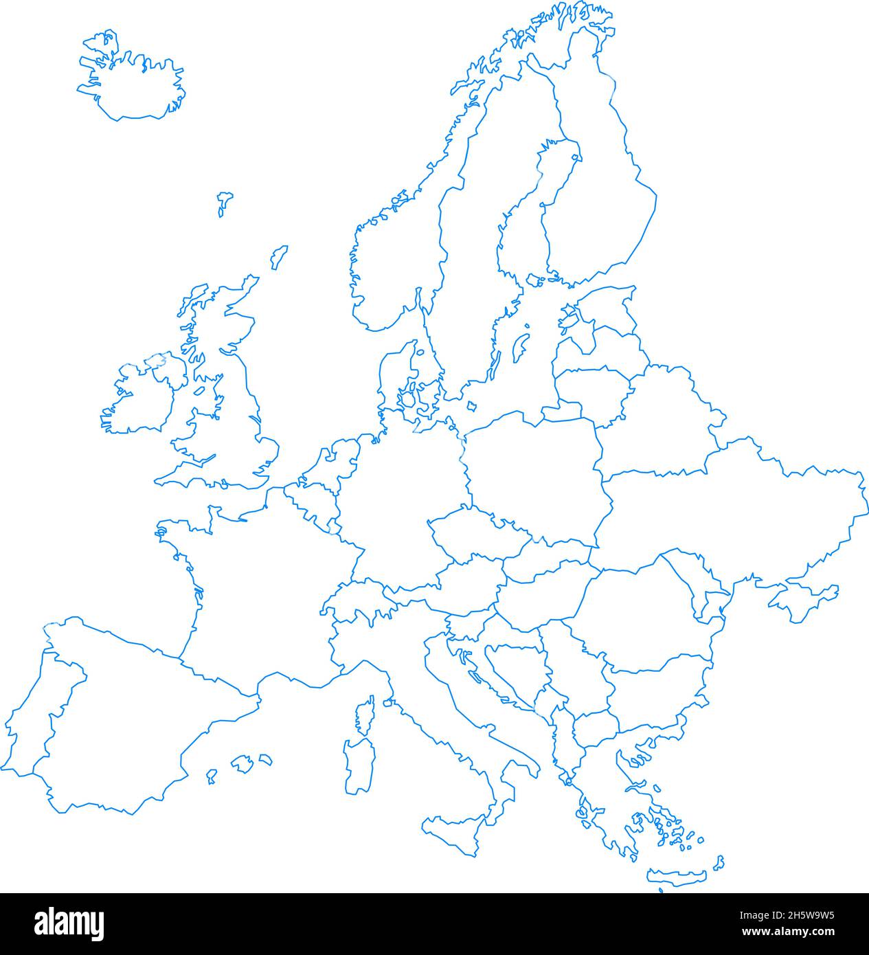 Contorno mappa Europa su sfondo bianco in stile piatto. Illustrazione vettoriale Illustrazione Vettoriale