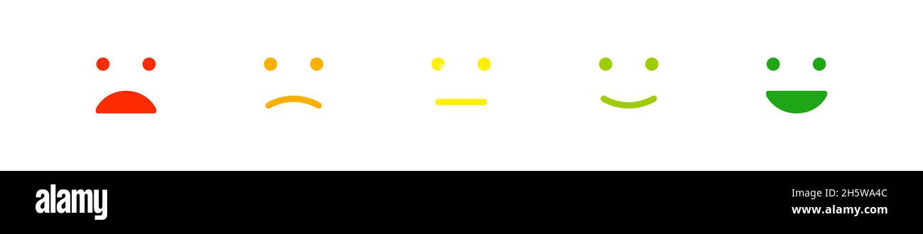 Set di icone di valutazione emotiva. Feedback emoji, illustrazione vettoriale in stile piatto Illustrazione Vettoriale