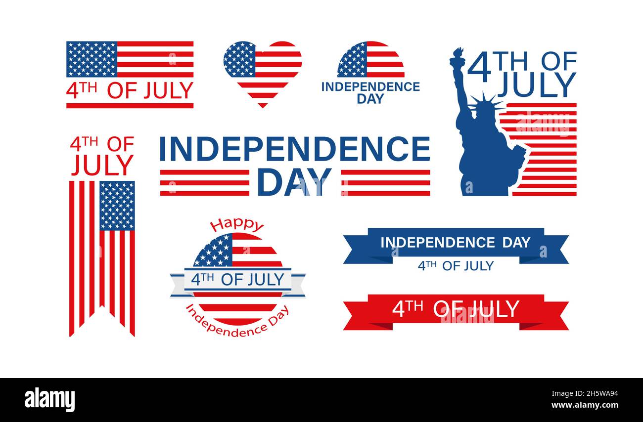 4 luglio in stile piatto. Independence Day USA, design vettoriale grafico isolato. Illustrazione Vettoriale