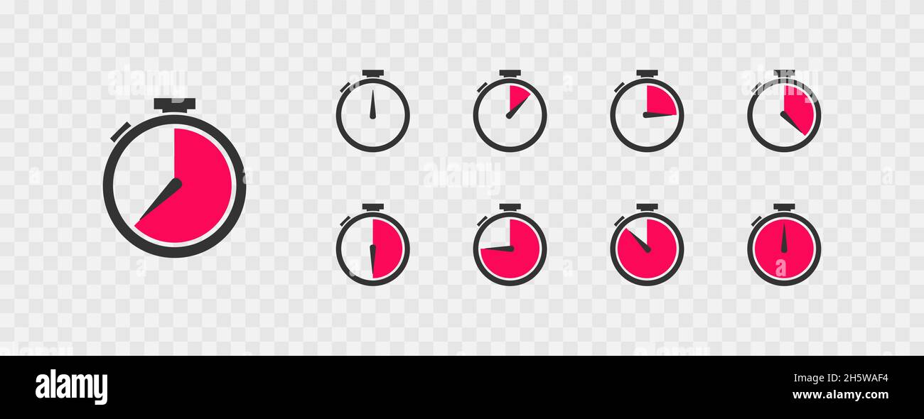 Set di icone cronometro. Timer in stile piatto. Illustrazione vettoriale Illustrazione Vettoriale