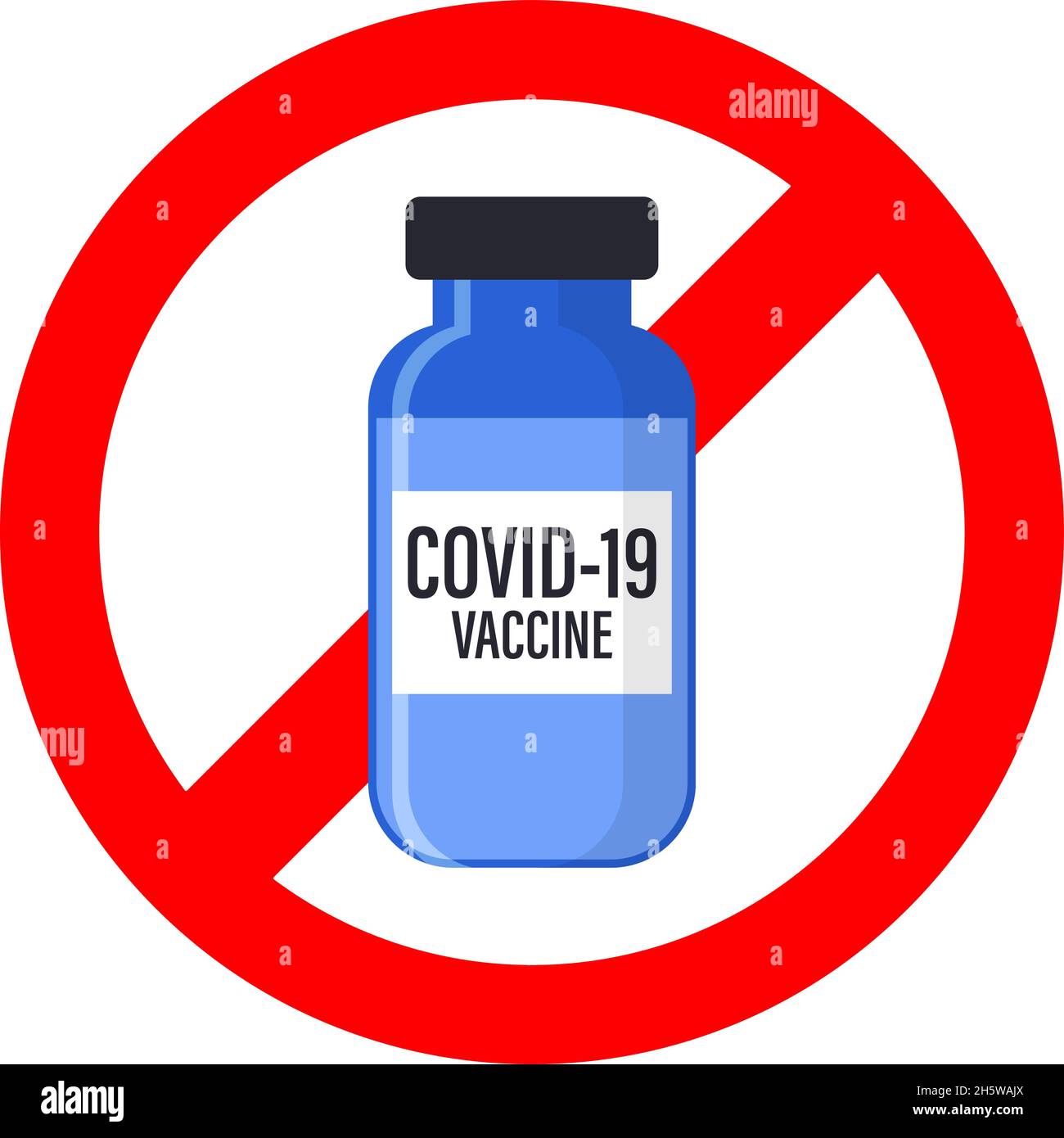 Poster anti-vaccino in stile piatto. Concetto di protezione dai virus. Illustrazione isolata dal vettore Illustrazione Vettoriale