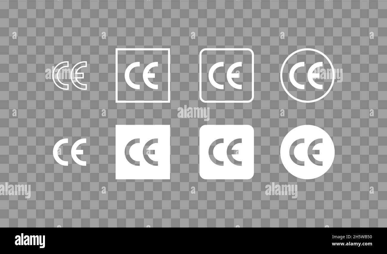 Icona di impostazione del marchio CE. Certificato europeo. Illustrazione piatta vettoriale Illustrazione Vettoriale