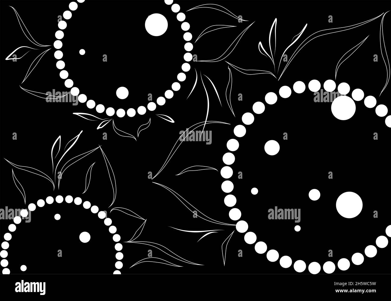 Motivo floreale grafico bianco e nero, vettoriale Foto Stock