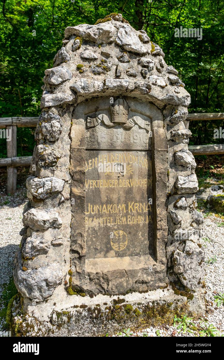 Cimitero della prima guerra mondiale vicino al lago di Bohinj Foto Stock