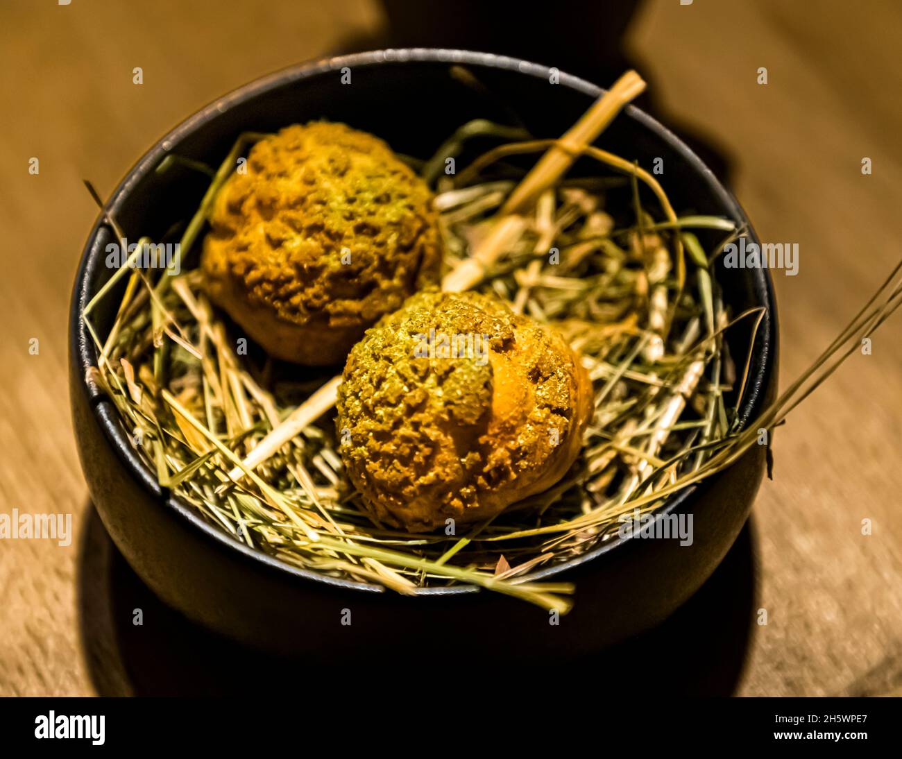 Piatto gourmet nel ristorante Cèpes dell'Hotel Sterrenberg a Otterlo, Paesi Bassi Foto Stock