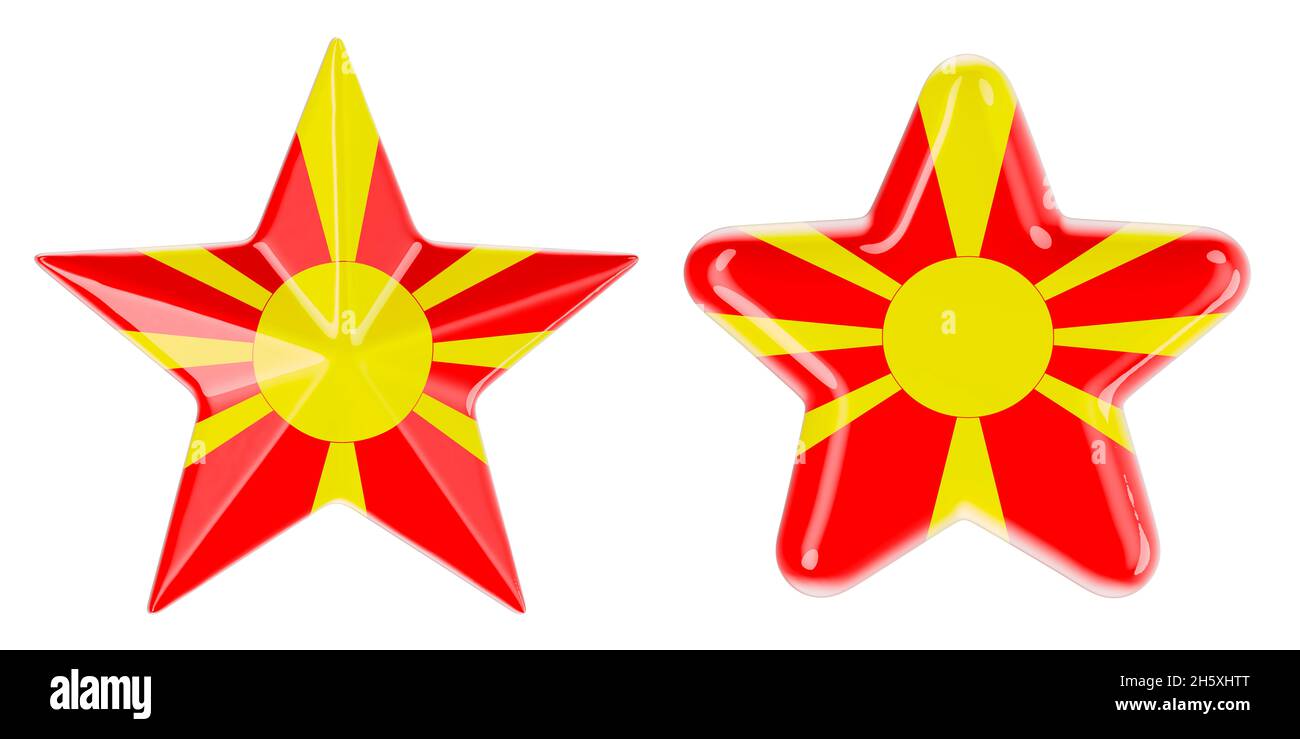 Stelle con bandiera macedone, 3D rendering isolato su sfondo bianco Foto Stock