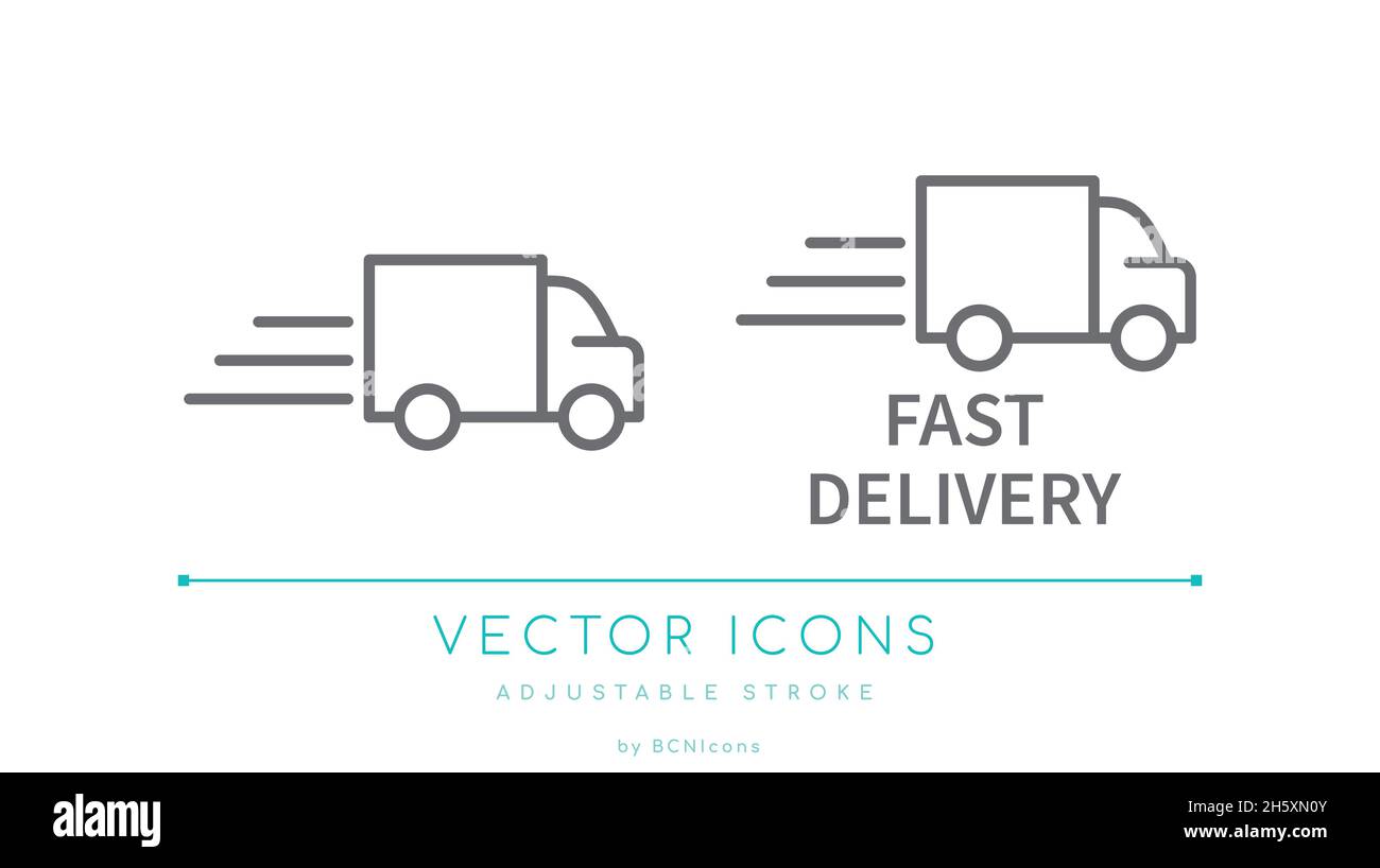 Icona linea vettoriale logistica di consegna rapida Illustrazione Vettoriale