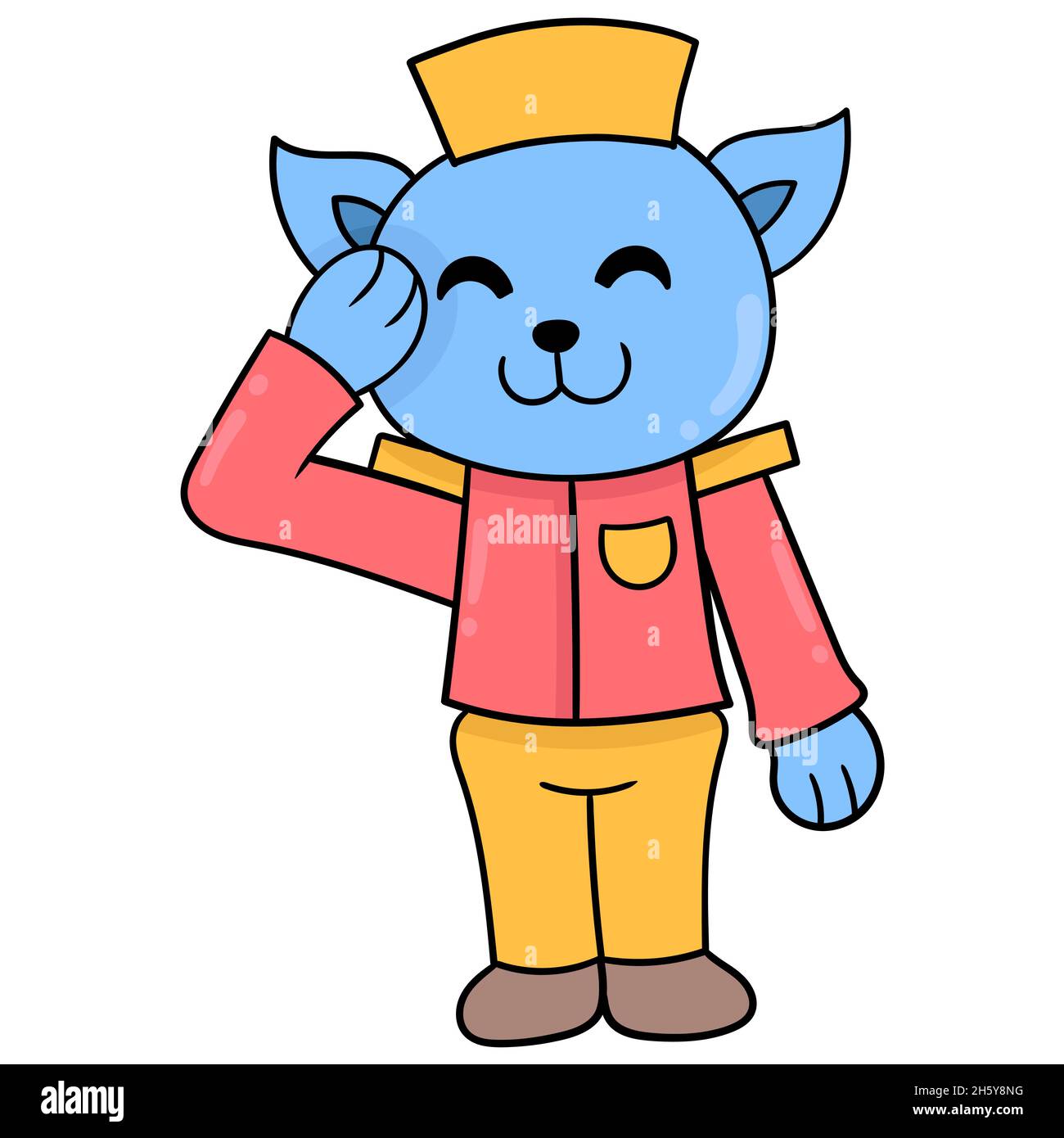 il bellboy cat accoglie i visitatori dell'hotel Illustrazione Vettoriale