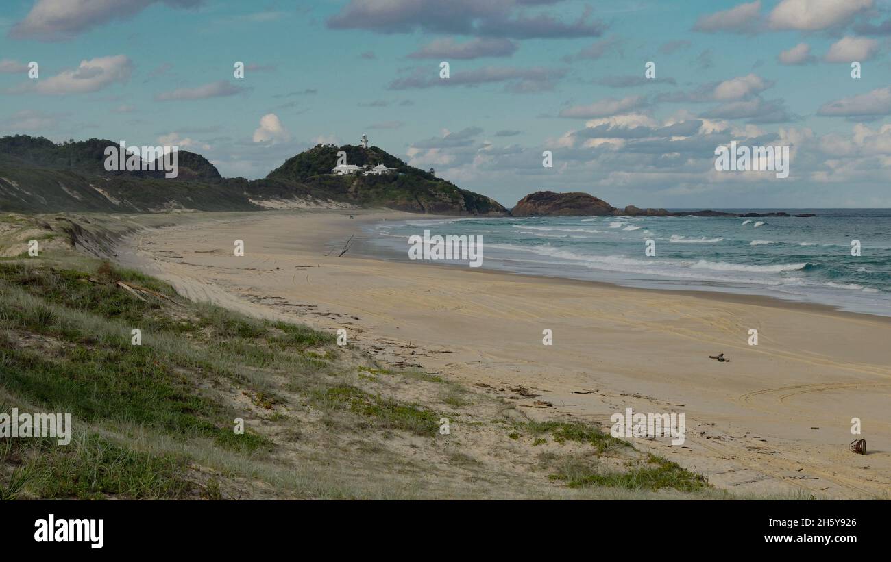 ampia vista sulla spiaggia di sugarloaf e sul faro Foto Stock