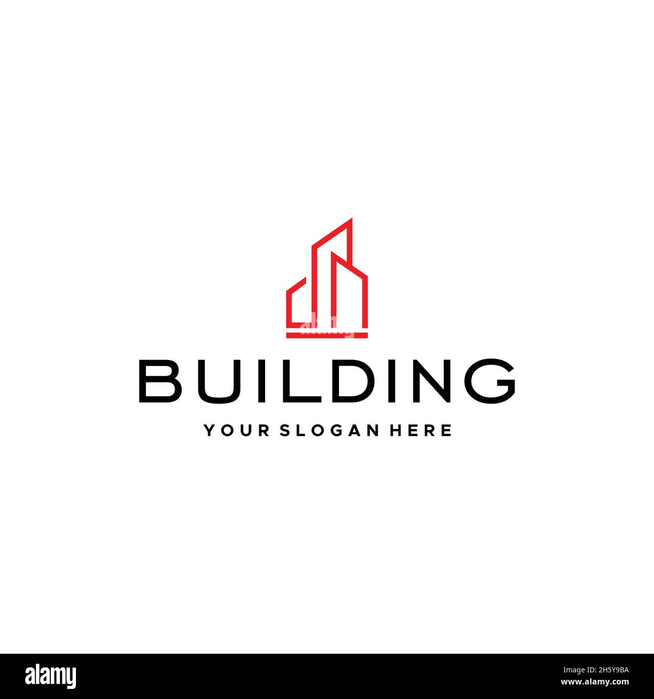 Edificio minimalista immobiliare città logo design Illustrazione Vettoriale
