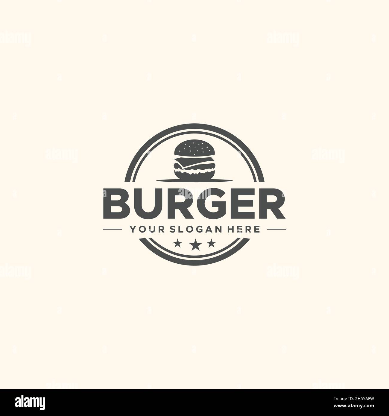 Design minimalista CON logo BURGER Vegetles Bread Illustrazione Vettoriale