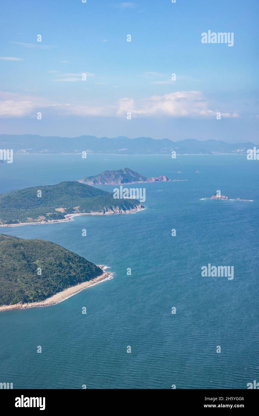 Ampia vista di Port Island, Grass Island e Nord Est di Sai Kung, Hong Kong, giorno all'aperto Foto Stock