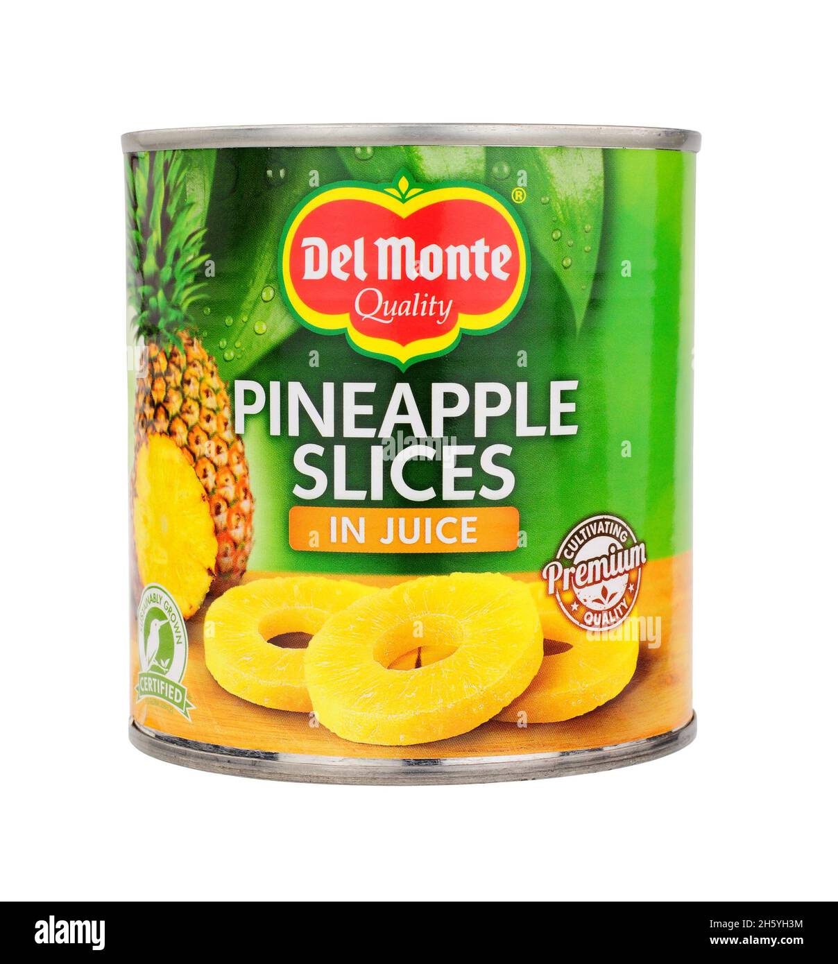 Fette di frutta di ananas in scatola di qualità del Monte in succo Foto Stock