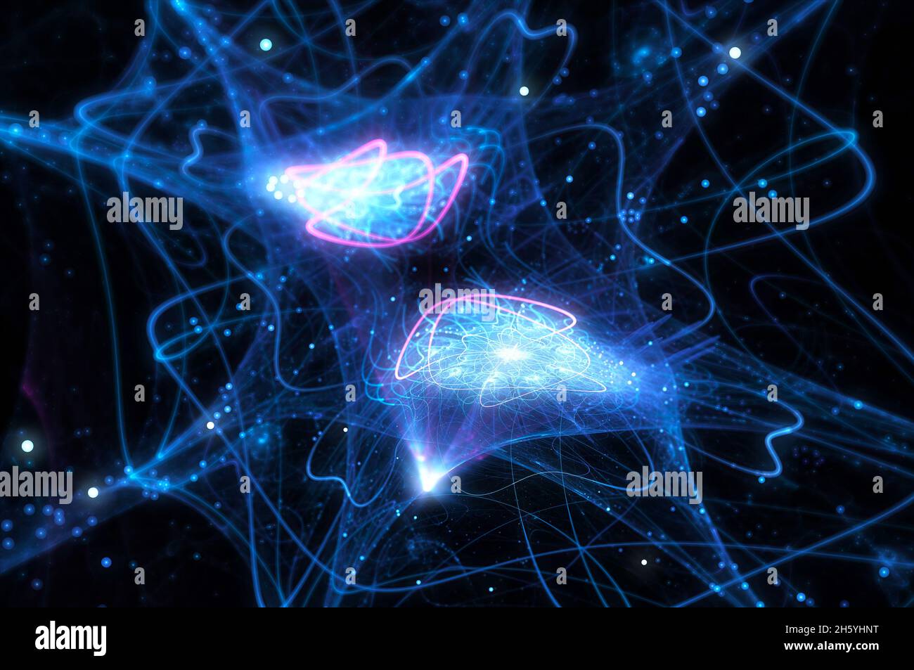 Concetto di big data parallelo brillante in blu, sfondo astratto generato dal computer, rendering 3D Foto Stock