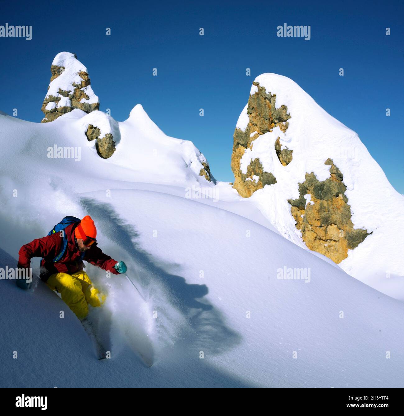 FRANCIA, LA PLAGNE, SAVOIA ( 73 ), SCI FUORI PISTA Foto Stock