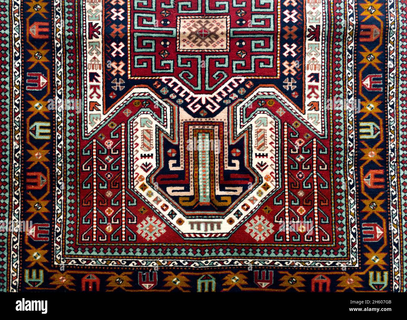 Un antico tappeto armeno texture pattern. Foto Stock