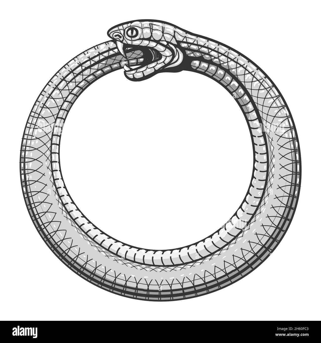 Simbolo magico di Ouroboros. Tatuaggio con serpente che cuocia la propria coda. Illustrazione vettoriale Illustrazione Vettoriale