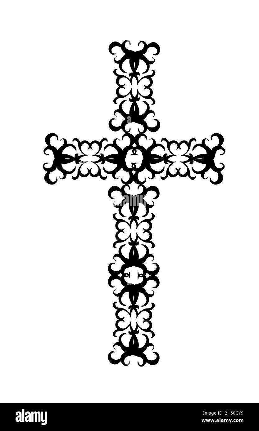 Croce cristiana ornata . Illustrazione vettoriale Illustrazione Vettoriale