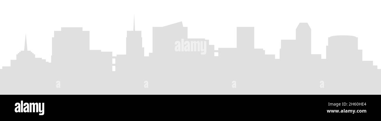 Città silhouette città vista vettoriale città. Grattacielo paesaggio edificio piano illustrazione. Illustrazione Vettoriale
