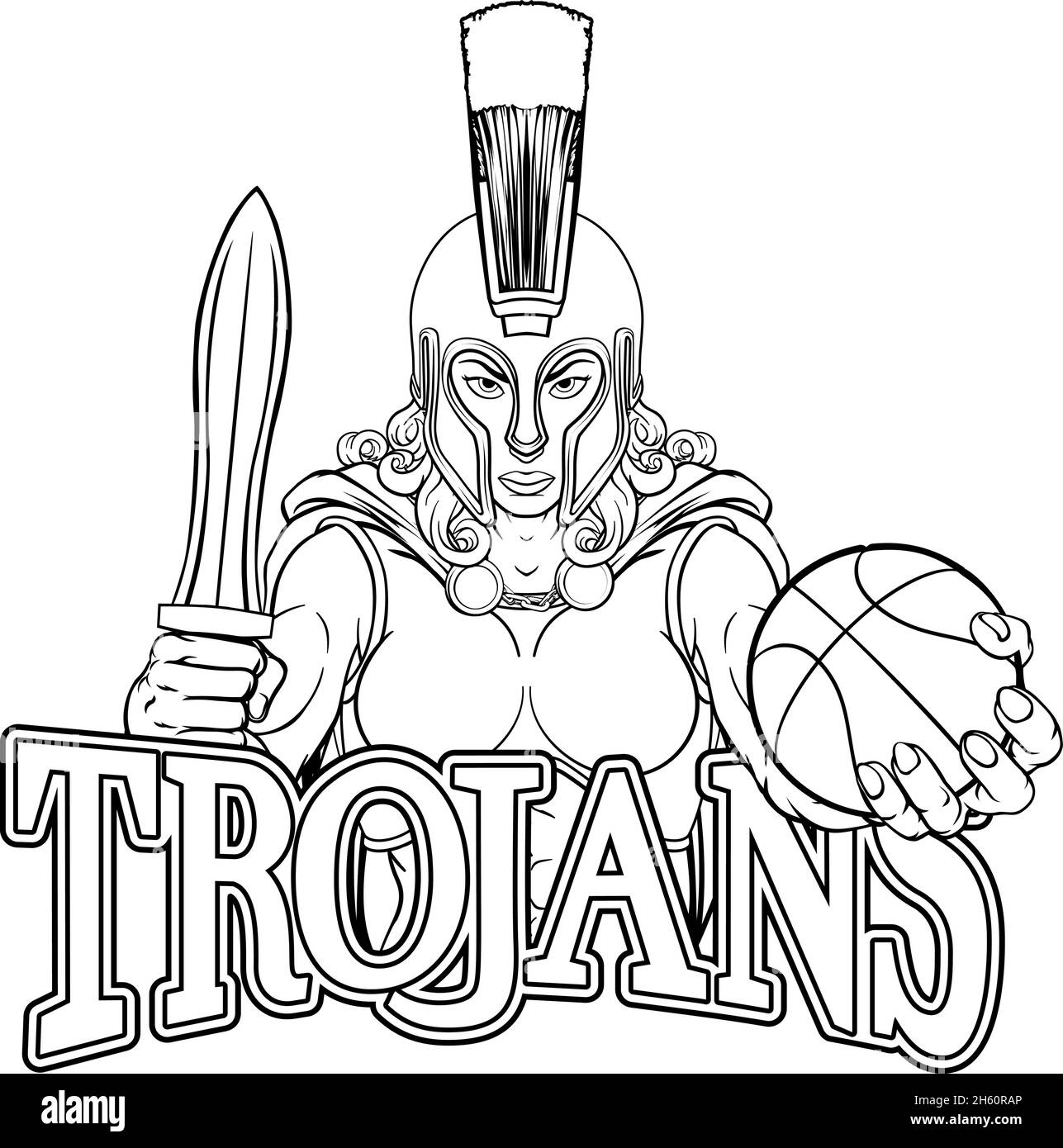 Spartan Trojan Gladiator Basket donna guerriero Illustrazione Vettoriale