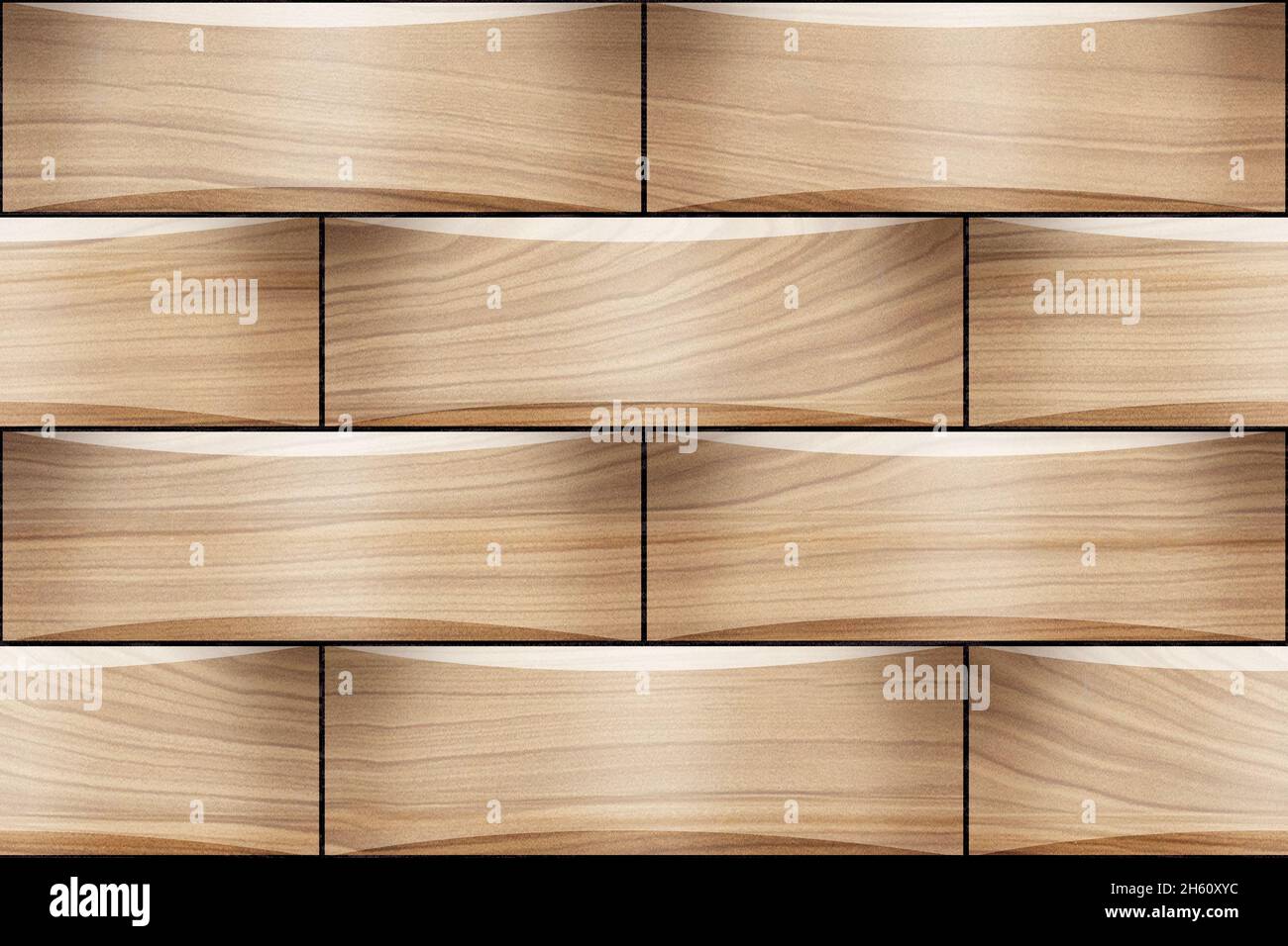 3d elevazione muro piastrelle design, legno senza cuciture modello piastrelle in ceramica Design per arredamento. Foto Stock