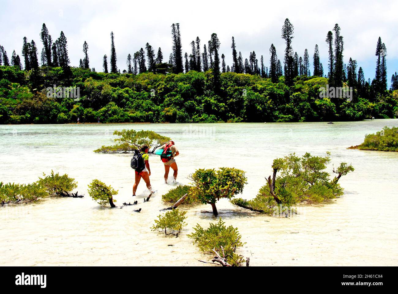 Turisti, Baia d'Oro, Isola dei pini, Nuova Caledonia Foto Stock