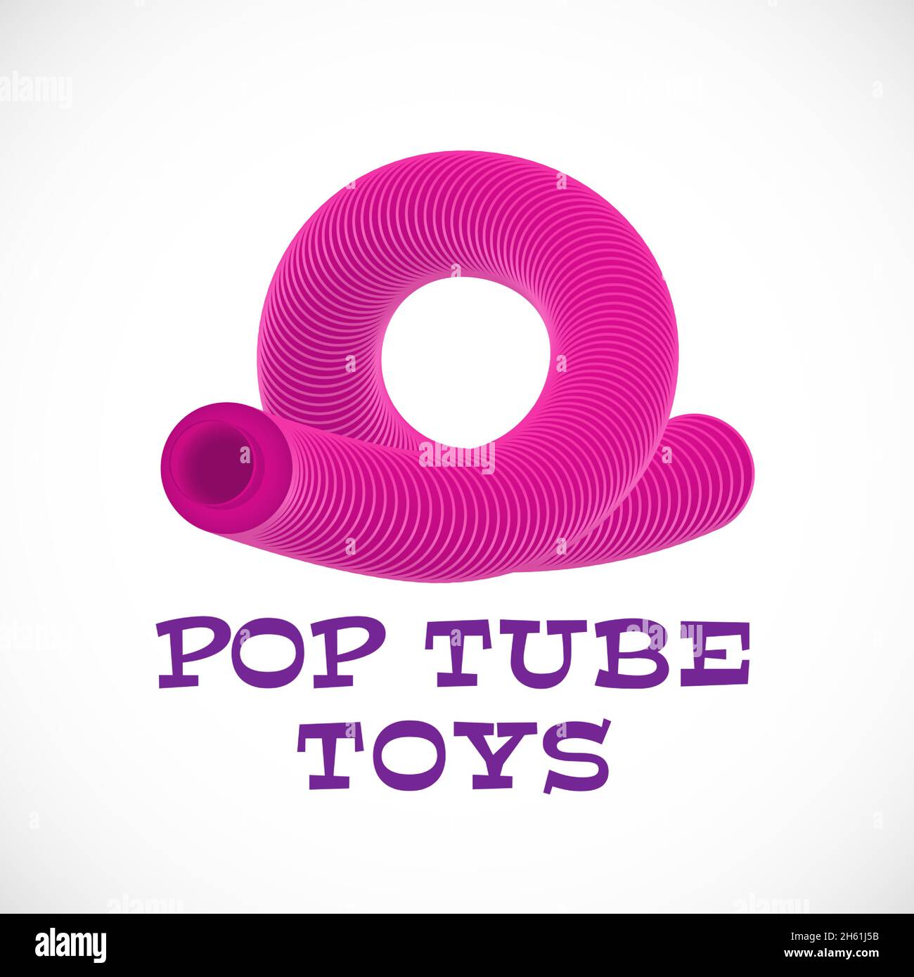 Giocattolo sensoriale per bambini da logo, etichetta o modello di cartello con il tubo corrugato. Filo flessibile in plastica colorata Anti stress Pop Tube Bambini giocattolo Illustrazione Vettoriale