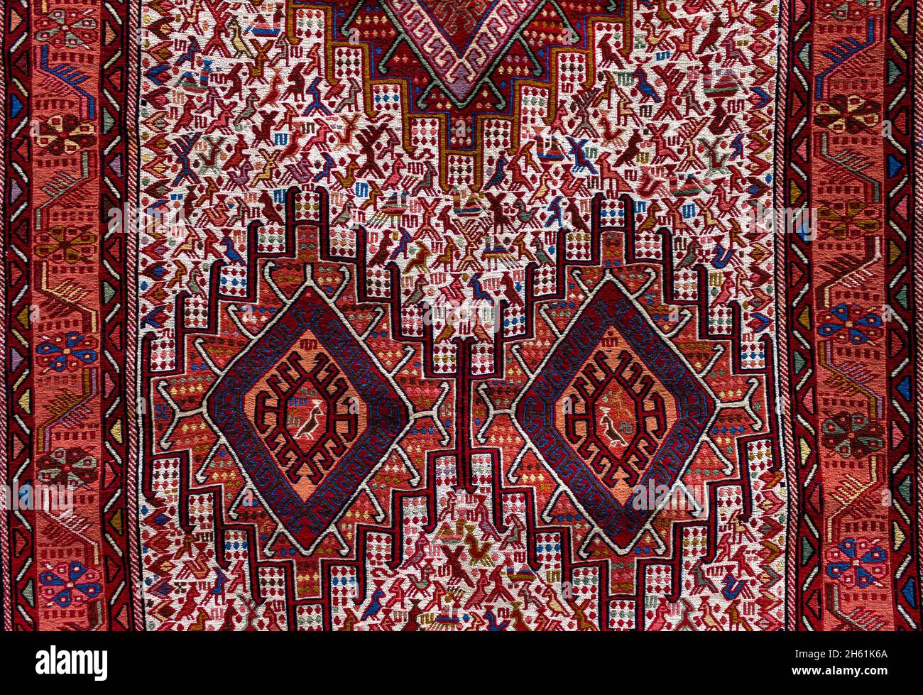 Un antico tappeto armeno texture pattern. Foto Stock