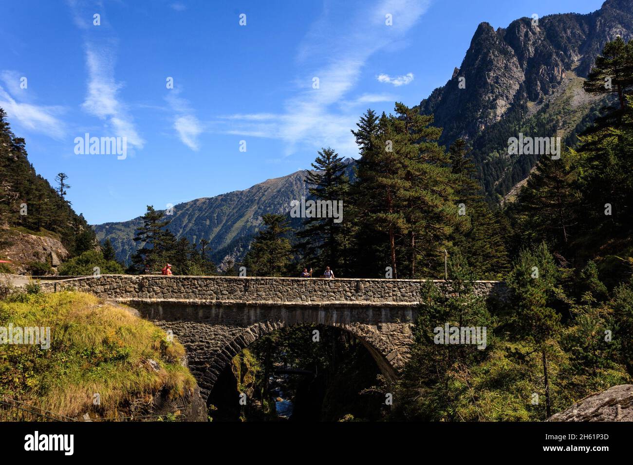 Pont D'Espagne, Cauterets, un ponte all'interno del Parco Nazionale dei Pirenei. Francia. Foto Stock