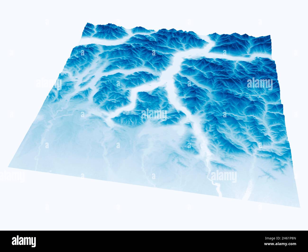 Montagne lombarde, rilievi montagnosi nei dintorni di Lecco, Como e Garda. Italia. Vista satellite. Alpi. Neve Foto Stock