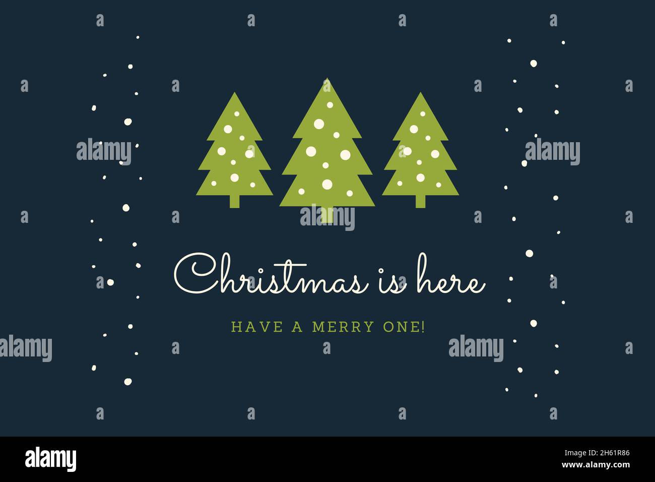 Green Trees and Snow Christmas Art Card Illustrazione Vettoriale