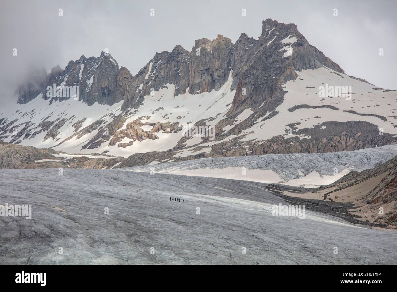 ghiacciaio del rodano, escursionisti di montagna, alpinisti, alpi Foto Stock