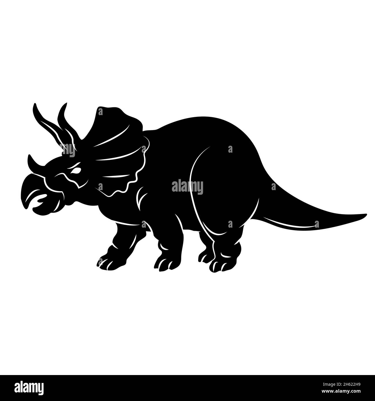 Triceratops. Triceratops dinosauro silhouette isolata su sfondo bianco. Immagine vettoriale. Illustrazione Vettoriale