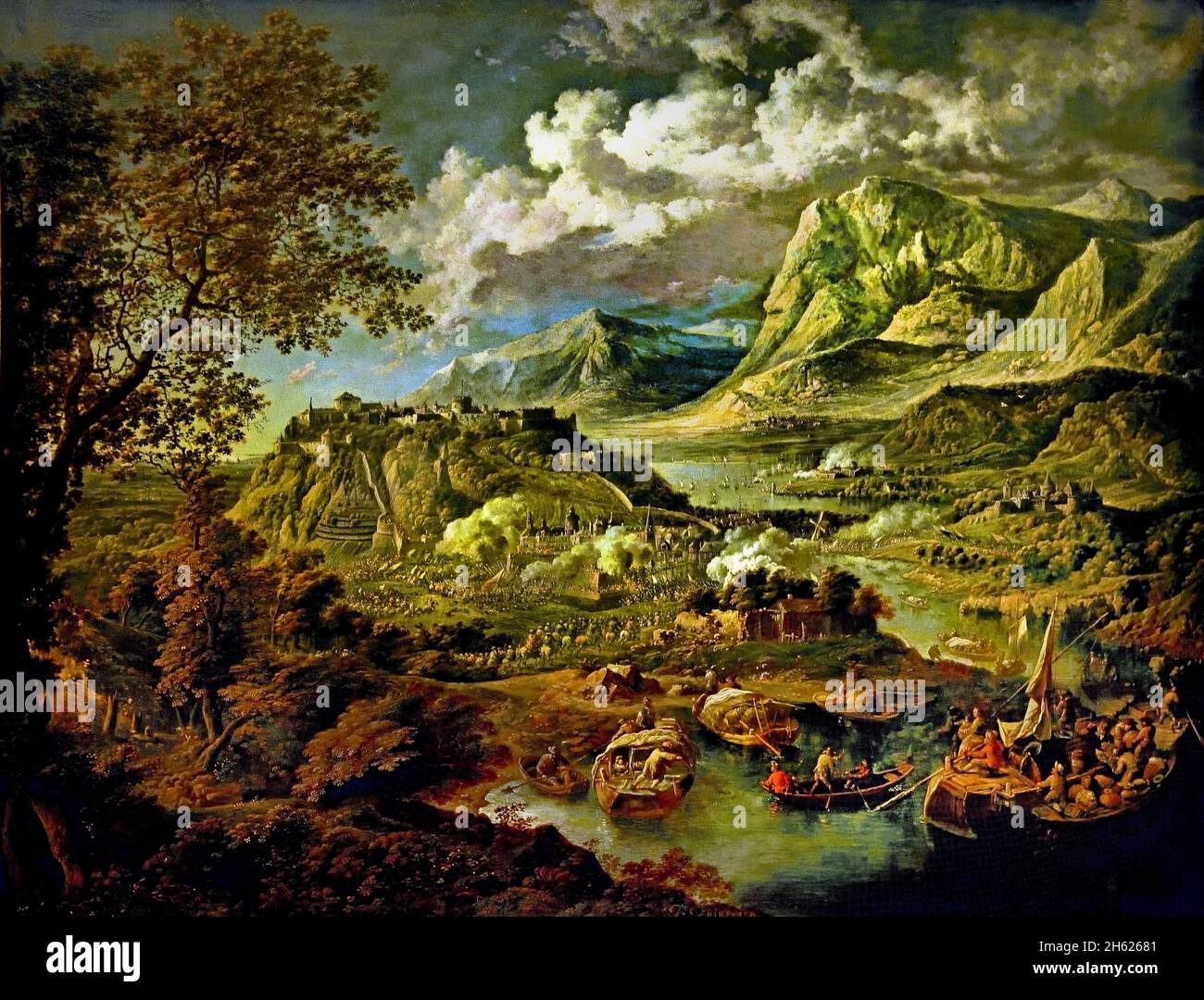 Cattura di un forte 1710 - 1718 di Griffier Jan i, 1652 1656/ 1718, Amsterdam, Londra, Amsterdam, Londra, Paesi Bassi, olandese, Foto Stock