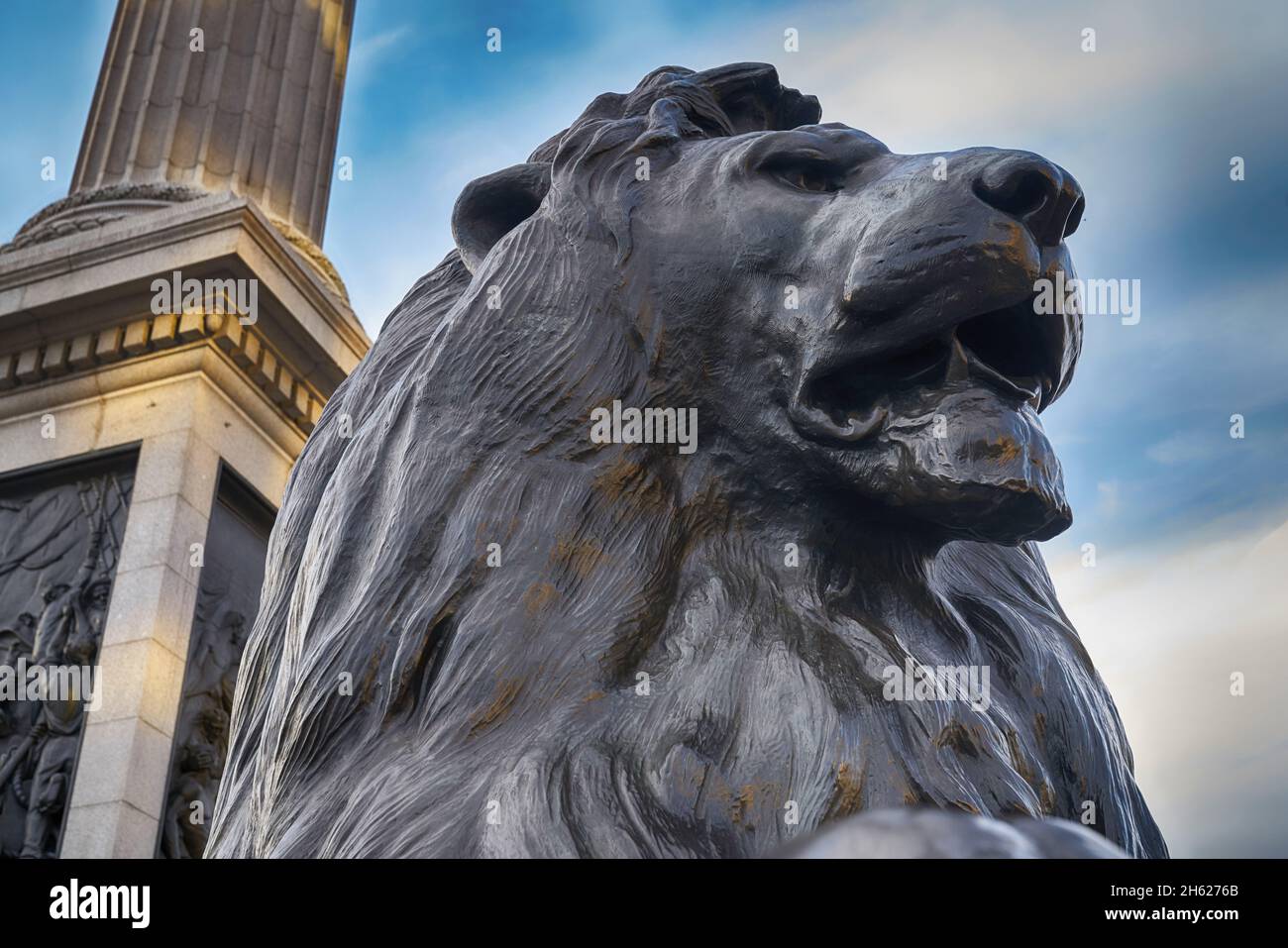 statue di leoni trafalgar square Foto Stock