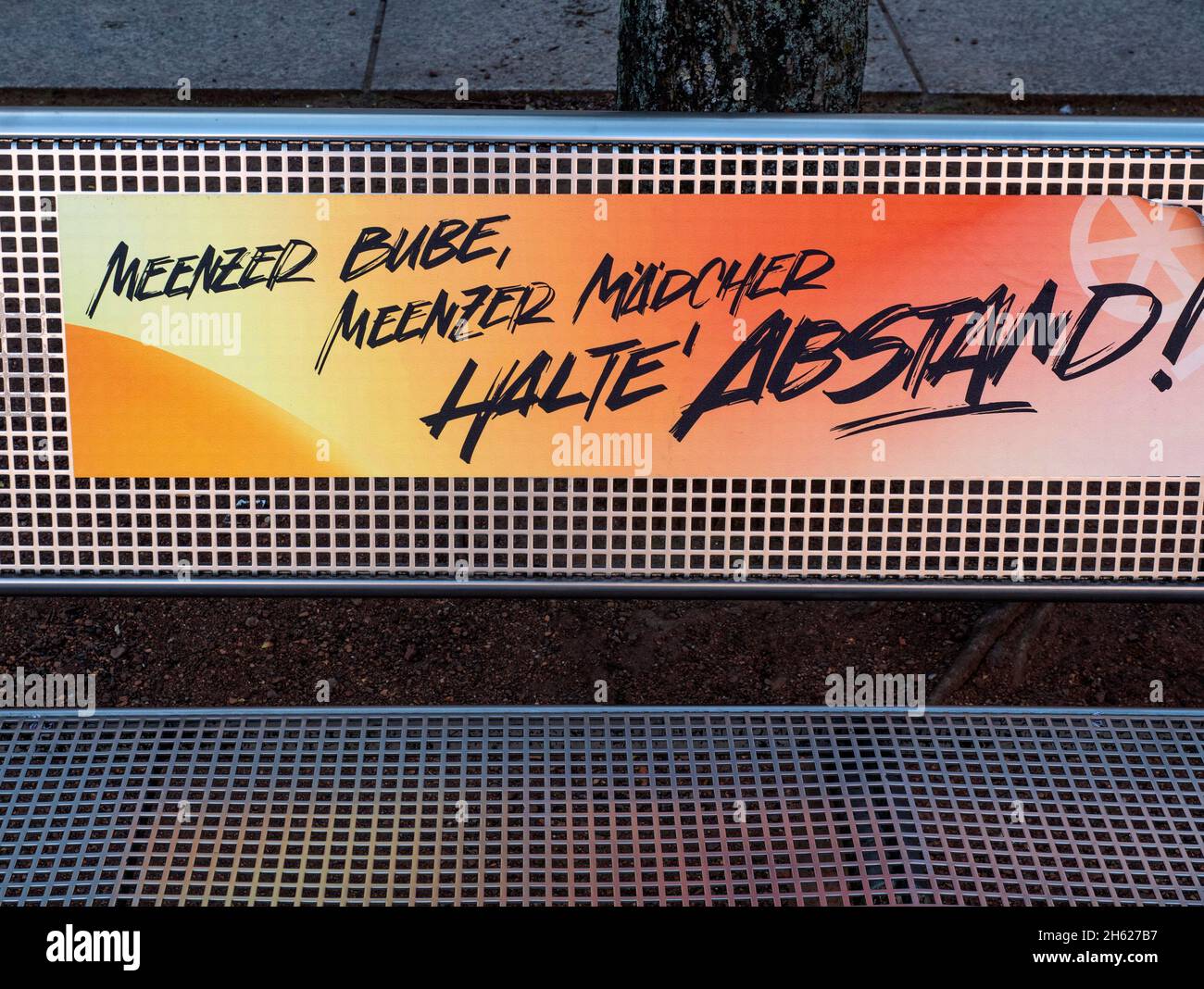 corona notice,distance,mainz,renania-palatinato,germania Foto Stock