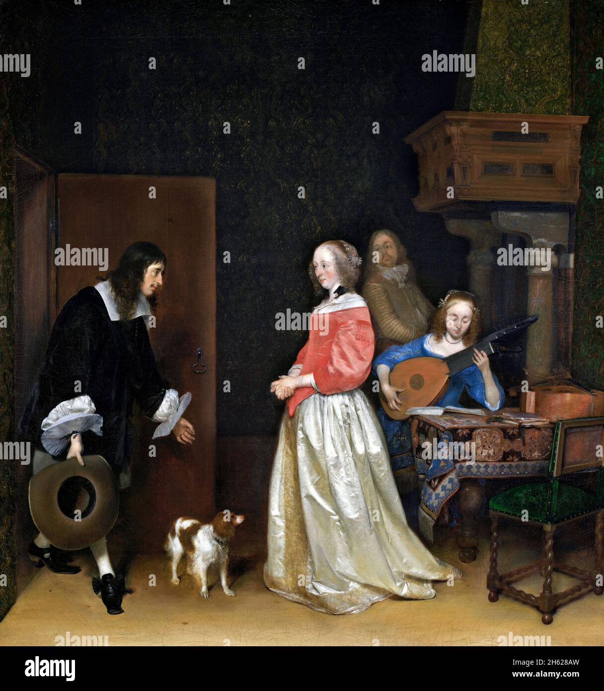 La visita del Suitor di Gerard ter Borch (1617-1681), olio su tela, c.. 1658 Foto Stock