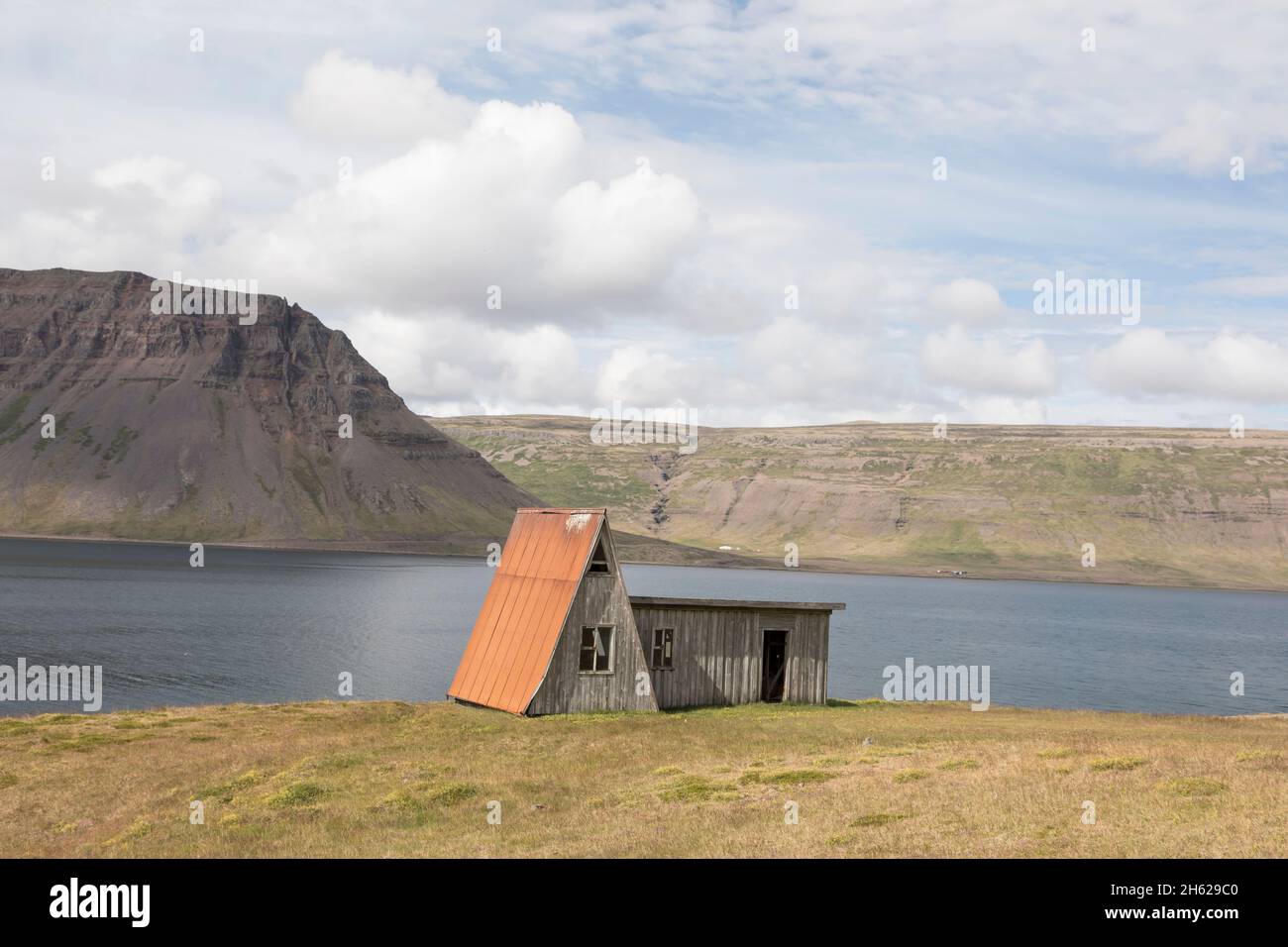 una capanna nei westfjords. Foto Stock