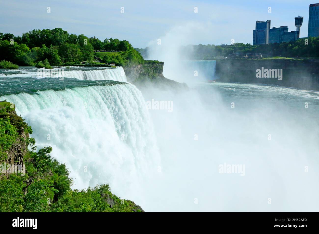 American Niagara Falls e Niagara River, New York Foto Stock